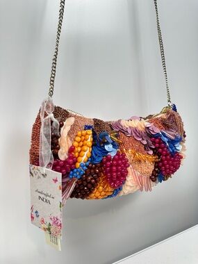 New Relaease Viral Colorful Floral Beaded Bag Handcrafted in India Chain Strap